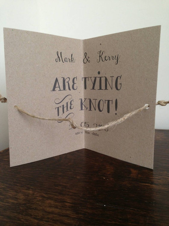 Tying the Knot save the date a6 card string knot