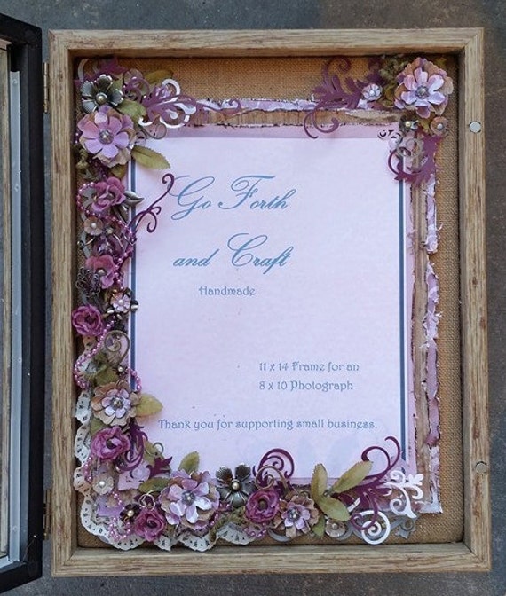 Distressed Picture Frame Burlap Shadow Box with by GoForthAndCraft