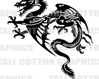 Tribal dragon decal | Etsy