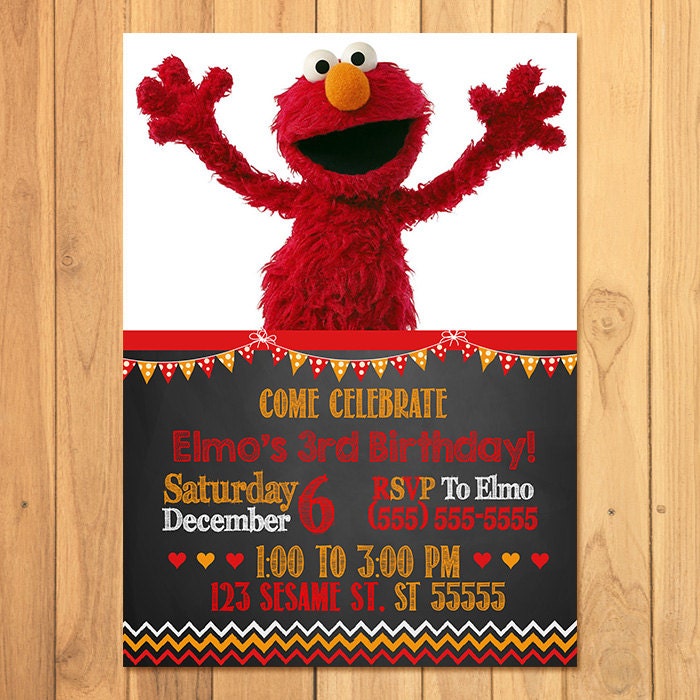Elmo Invitation Chalkboard Elmo Birthday Elmo Invite