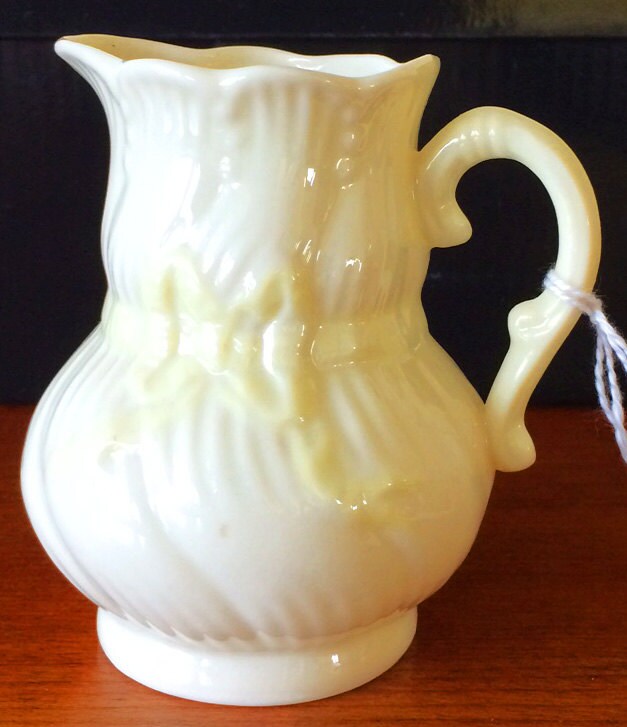 Belleek Creamer with Gold Mark and yellow by EstateAlternatives