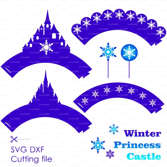 Download Cupcake Topper and Wrapper SVG DXF snowflake frozen winter