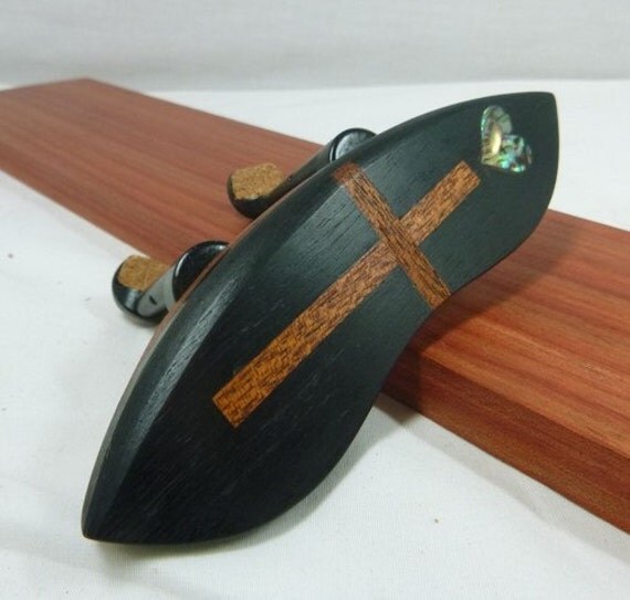 Custom Mandolin Armrest Handmade with Ebony Cross and Heart