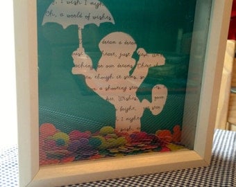 Disney's Wishes Jiminy Cricket Quote Collage Shadow Box
