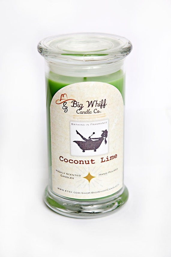 Coconut Lime Candle, Scented Candle, Glass Jar Candle, Highly Scented