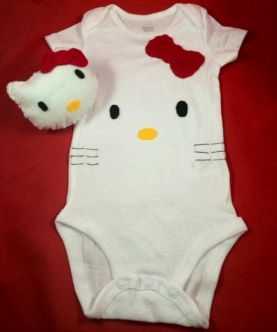 Hello Kitty Baby Onesie And Rattle Set by ZootyDooKids on Etsy