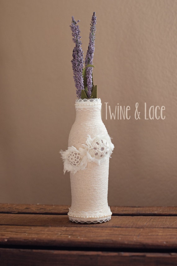 Items similar to Twine wrapped bottle decor home decor shabby chic decor on Etsy