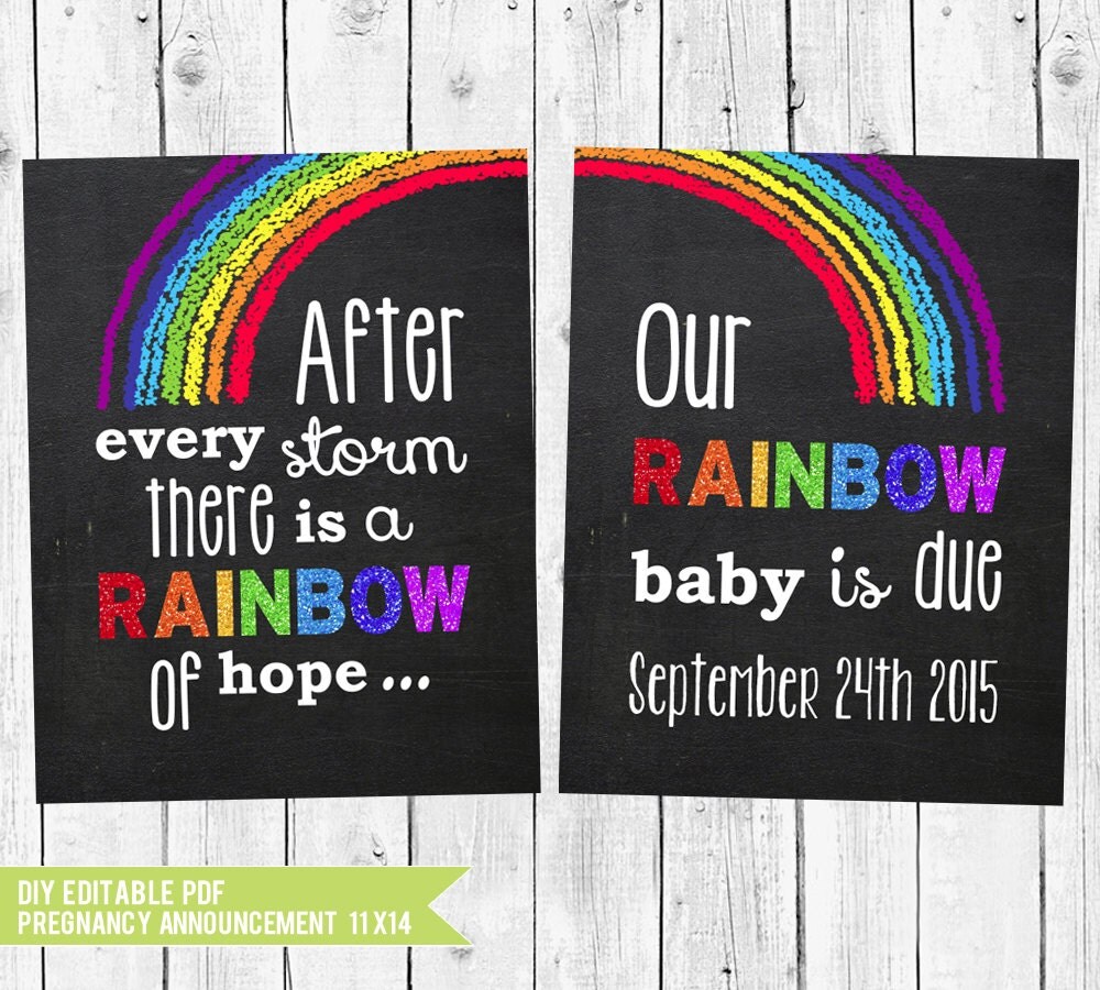 Rainbow Baby Pregnancy Announcement Chalkboard Pregnancy