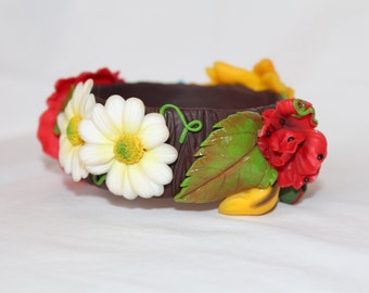 Flower Bracelet – Ukraine polymer clay flowers