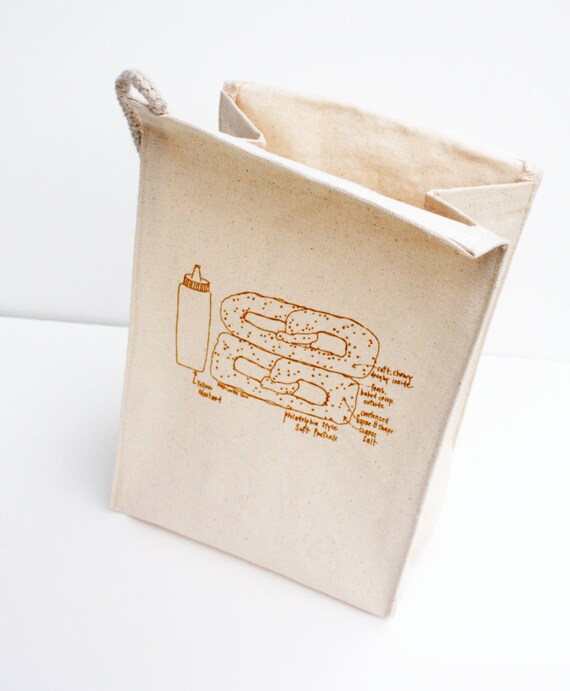 Soft Pretzel - recycled cotton lunch bag - ecofriendly reusable ...