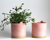 Planter with vivid pink glaze