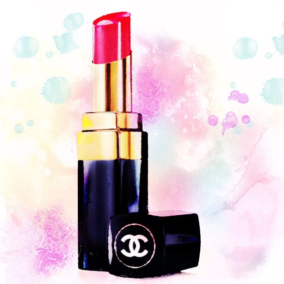 Items similar to Chanel Lipstick Watercolor Print, Chanel Art Print
