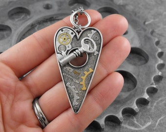 Steampunk Clockwork Heart Necklace - The Key to Mending My Clockwork Heart by COGnitive Creations