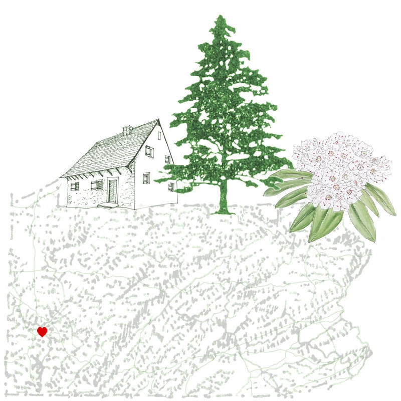 PENNSYLVANIA State MAP 8x10 Art Print State Tree State