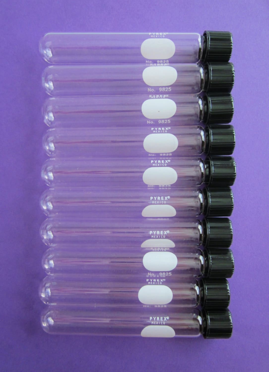 Set of 10 Test Tubes With Screw Top Lids New Old by 5and10vintage