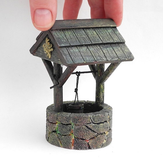 CUTE Tiny Miniature Garden Wishing Well for Fairy Gardens with