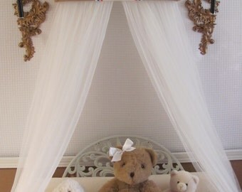 BURLAP Ivory Personalized Embroidered DOSEL Padded Bed Teester Crib Canopy Crown SaLe