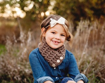 Taupe Kids Scarf Taupe Girls Scarf Taupe Boys Scarf Taupe Scarf Taupe Scarflette Girls Scarflette Boys Scarflette Brown Scarf Button Cowl
