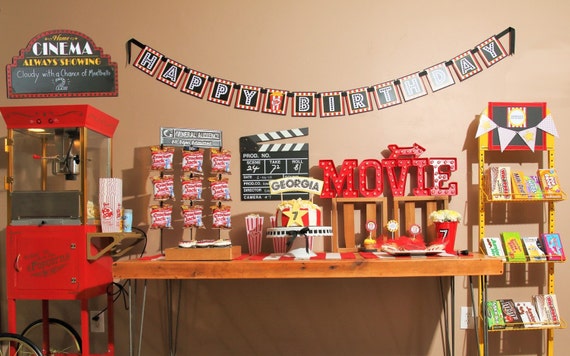  Movie  Night  Party  Package Red and Black Oscars Party  DIY 