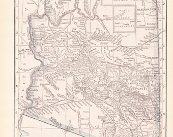 1913 State Map Arizona - Vintage Antique Map Great for Framing 100 Years Old