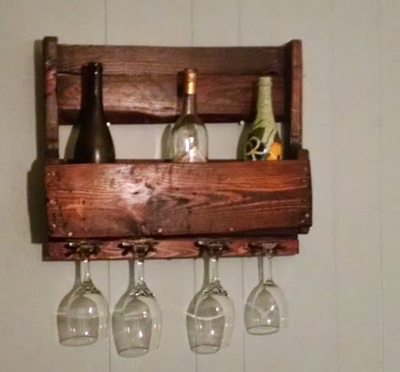 Pallet Wine Rack Wine Rack Wine Glass Holder Holds 4 Wine