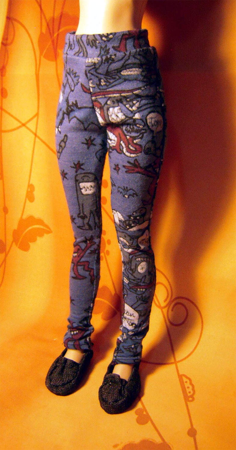 Monster print leggings for slim MSD dollfie minifee 1/4 bjd