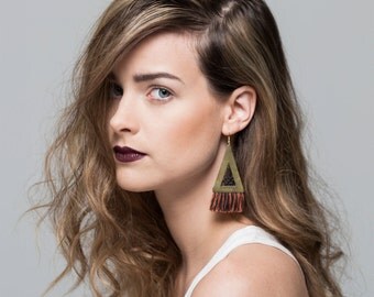 Lace earrings - SAYULITA - Ivory or black lace with fringe