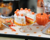 Autumn Layer Cake with Slice (Candy Corn Colors) - Miniature Food - LAST ONE Autumn Layer Cake with Slice (Candy Corn Colors) - Miniature Food - LAST ONE