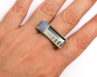 FLW Grid Ring (OOAK 3D printed ring with enamel)
