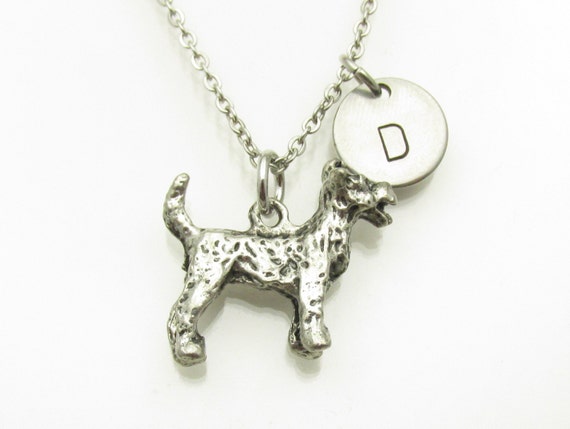 Dog Charm Necklace, Schnauzer Charm, Initial Necklace, Pet Lovers, Personalized Charm, Monogram Initial, Antique Silver, Animal Charm Y176