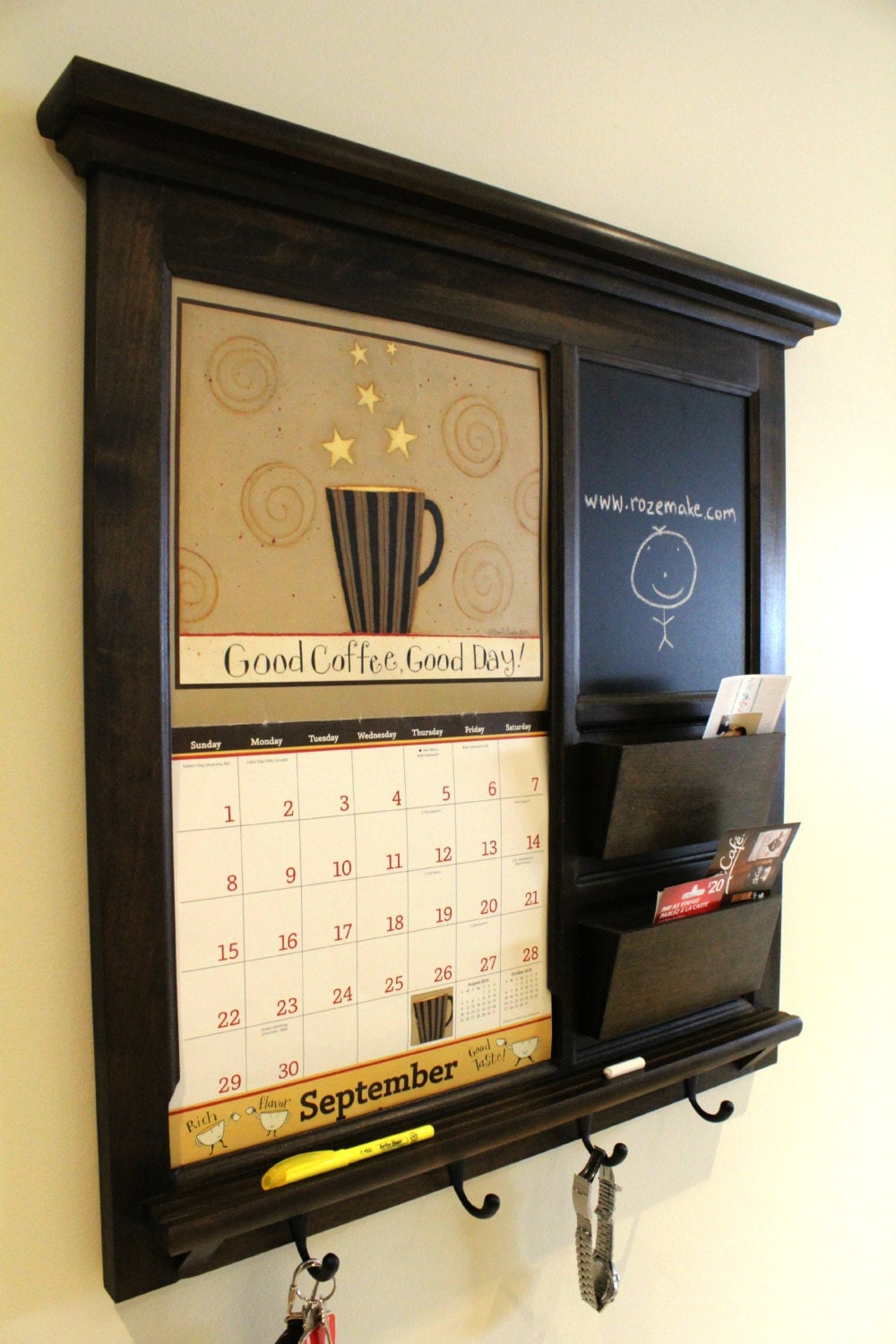 Family Planner Wall Calendar  Frame Maple Furniture Front