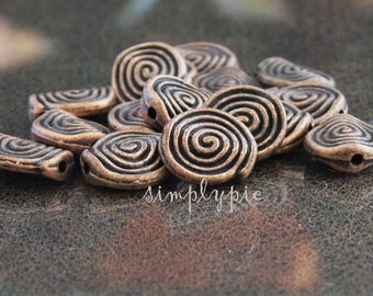 Ammonites Antiqued COPPER Metal Beads 11mm: 12