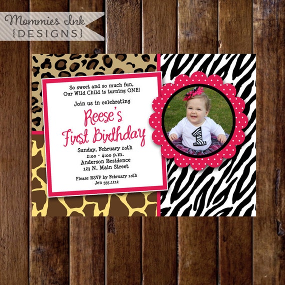 Wild Animal Print Birthday Invitation, Animal Print Invitation, Zebra Print, Giraffe Print, Leopard Print, DIY, Printable Invitation Il_570xn