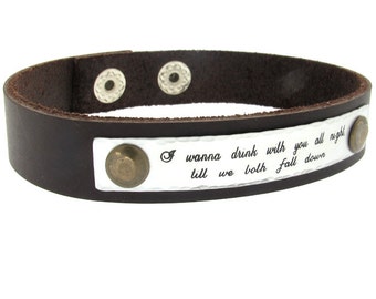 Inspirational Gifts him - Mens Personalized Bracelet, Leather engraved Custom Mens Bracelet, Fathers Day Gift, Mens Leather Bracelet for men