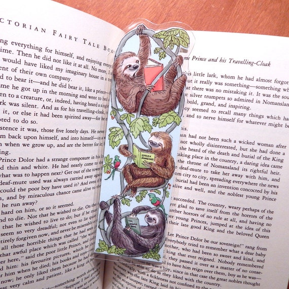 Reading Sloths Laminated Bookmark