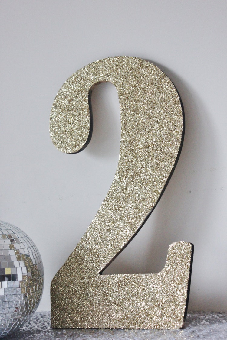 4 large glitter number wood numbers glittered by