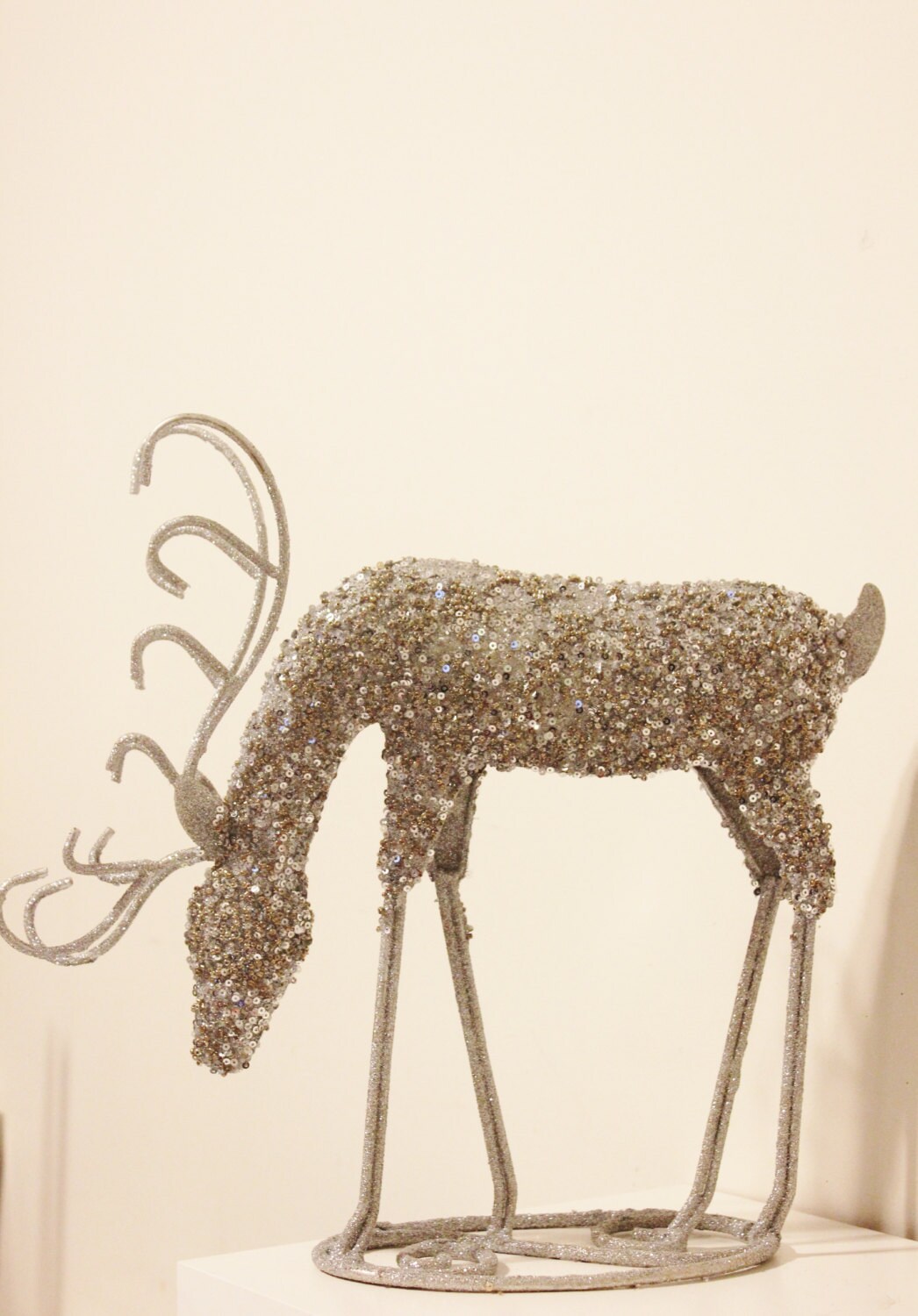 gold glitter deer figurine