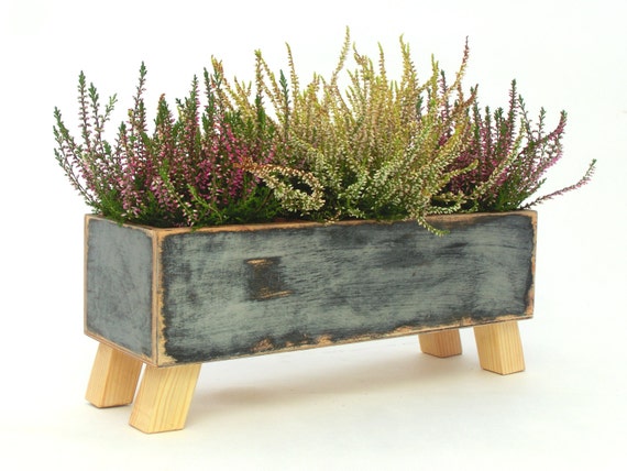 Wooden herb planter Windowsill Flowerpot Box for Herbs