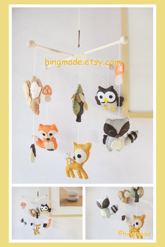 Baby Mobile Ceiling Hanging Mobile Woodland Deer Fox by hingmade