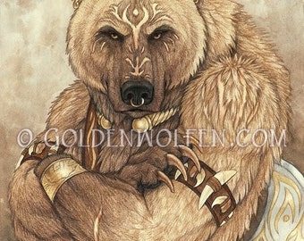 Warrior Bear Art Pendant