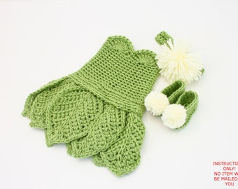 PDF DIGITAL PATTERN:Baby Tinkerbell Costume Pattern,Crochet Baby Dress Pattern,Crochet Tinkerbell Dress,Newborn Baby Dresses,Green Dress