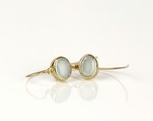 14k gold earrings, Aquamarine earrings, minimalist modern solid gold drop earrings, light blue birthstone jewelry