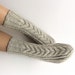 Gray Braided Cable Hand Knit Woolen Socks - Warm Winter Eco Clothing