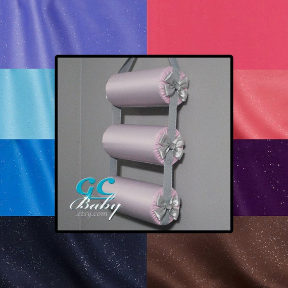CUSTOM Sparkle Headband & Hair Clip Holder - 14 Colors of Glitter Satin - Hair Accessory Organizer and Display for Girls Room