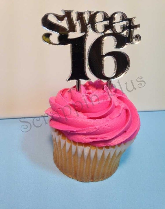 Acrylic Sweet 16 Cupcake Toppers 6 Pack