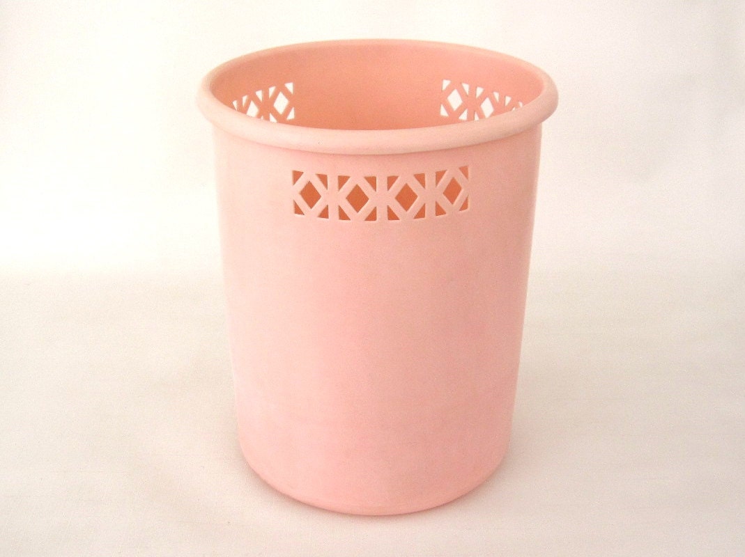 Plastic Mid Century Waste Basket Pink Bathroom Trash Can Haute Juice