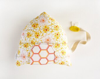 Beehive Tooth Fairy Pillow, Stuffed Toy, Honey Bee, Decorative Pillow, Kids Decor, Kids, Keepsake, Special Occasion,