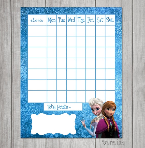 Items similar to Frozen themed Chore Chart - Reward Chart - Digital ...