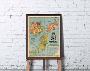 Old map of Las Palmas - Las Palmas map print - Canary Islands - Fine reproduction