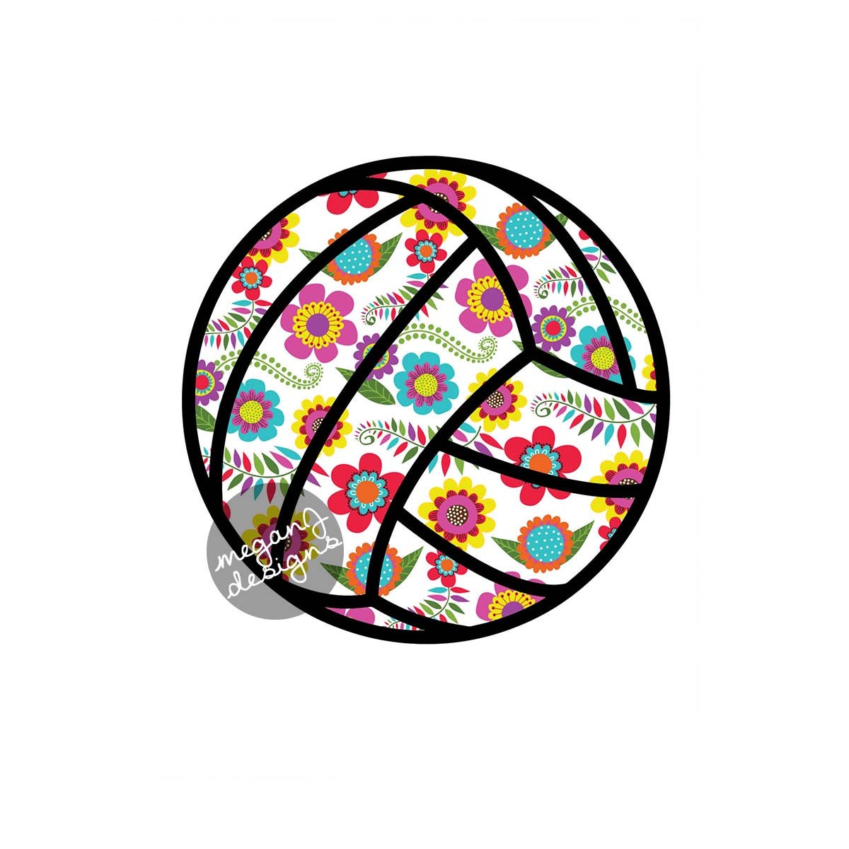 Volleyball Car Decal Colorful Flower Sports Bumper Sticker